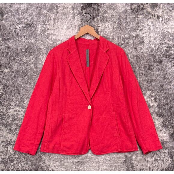 Raquel Allegra Jacket 1 / US Medium Womens Pink Linen Blend Deconstructed Blazer - Picture 1 of 8